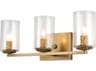 Lucas McKearn Bolivar 3-Light Antique Brass Glass Vanity Light