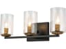 Lucas McKearn Bolivar 3-Light Matte Black Glass Vanity Light