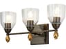 Lucas McKearn Felice 3-Light Dark Bronze Glass Vanity Light
