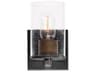 Maxim Lighting Sleek 1-Light Antique Brass Black Glass Wall Sconce