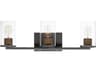 Maxim Lighting Sleek 3-Light Antique Brass Black Glass Vanity Light