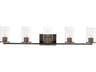 Maxim Lighting Sleek 5-Light Antique Brass Black Glass Vanity Light