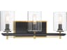 Metropolitan Sable Point 3-Light Sand Coal Honey Gold Black Glass Vanity Light