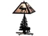 Meyda Lone Moose Rustic Lodge Textured Black Table Lamp with Silver Mica Shade