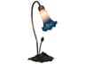 Meyda Pond Lily Glass Mahogany Bronze Table Lamp with Pink Blue Shade