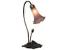 Meyda Pond Lily Glass Mahogany Bronze Purple Table Lamp with Lavender Shade