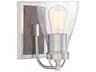 Minka Lavery Garrison 1-Light Brushed Nickel Shale Wood Brown Glass Wall Sconce