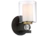 Minka Lavery Studio 1-Light Painted Bronze Natural Brushed Brass Glass Wall Sconce