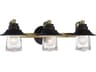 Minka Lavery Westfield Manor 3-Light Sand Coal Soft Brass Black Glass LED Vanity Light