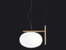 Oluce Alba 1-Light Satin Brass Polished Opaline Gold Glass Globe Linear Pendant