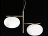 Oluce Alba 2-Light Satin Brass Polished Opaline White Glass Globe Linear Island Pendant
