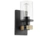 Quorum Alpine 1-Light Noir With Driftwood Black Glass Wall Sconce