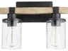 Quorum Alpine 2-Light Noir With Driftwood Black Glass Vanity Light
