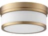 Quorum Celeste 2-Light Aged Brass Glass Drum Flush Mount
