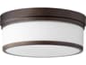 Quorum Celeste 3-Light Oiled Bronze Glass Drum Flush Mount