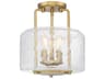 Savoy House Avalon 3-Light Warm Brass Glass Semi Flush Mount