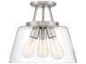 Savoy House Calhoun 3-Light Satin Nickel Glass Semi Flush Mount