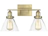 Savoy House Drake 2-Light Warm Brass Glass Vanity Light