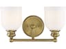 Savoy House Melrose 2-Light Warm Brass White Glass Vanity Light