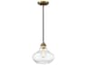 Savoy House Meridian 1-Light Natural Brass Glass Globe Geometric Mini Pendant