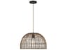 Savoy House Meridian 1-Light Dark Rattan Brown Wood Dome Geometric Pendant