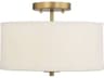 Savoy House Meridian 2-Light Natural Brass White Drum Semi Flush Mount