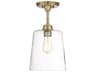 Savoy House Meridian 1-Light Natural Brass Glass Empire Semi Flush Mount