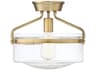 Savoy House Meridian 1-Light Natural Brass Glass Bowl Semi Flush Mount