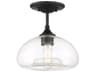 Savoy House Meridian 1-Light Matte Black Glass Dome Semi Flush Mount