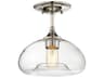 Savoy House Meridian 1-Light Polished Nickel Glass Dome Semi Flush Mount