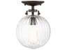 Savoy House Meridian 1-Light Oil Rubbed Bronze Glass Globe Geometric Semi Flush Mount
