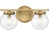 Savoy House Meridian 2-Light Natural Brass Glass Vanity Light