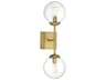 Savoy House Meridian 2-Light Natural Brass Glass Wall Sconce