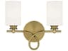 Savoy House Woodbury 2-Light Warm Brass Glass Vanity Light