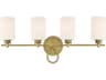 Savoy House Woodbury 4-Light Warm Brass Glass Vanity Light