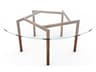 Tronk Design Gallagher Round Glass Clear Walnut Coffee Table