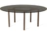 Tronk Design Gallagher Round Glass Smoked Walnut Coffee Table