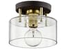 Troy Lighting Bergamot Station 1-Light Bronze Brass Glass Drum Semi Flush Mount