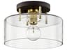 Troy Lighting Bergamot Station 1-Light Bronze Brass Glass Drum Semi Flush Mount