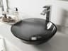 Vigo Sheer Black 17" Round Vessel Bathroom Sink with Chrome 1-Handle Duris Faucet and Drain