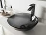 Vigo Sheer Black 17" Round Vessel Bathroom Sink with Matte Black 1-Lever Duris Faucet and Drain