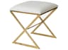 Worlds Away Gold Leather White Accent Stool