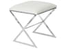 Worlds Away Cream Leather Silver Accent Stool