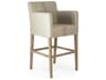 Zentique Avignon Upholstered Oak Wood Khaki Red Stripe Bar Stool