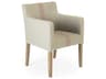 Zentique Avignon Oak Wood Beige Upholstered Arm Dining Chair