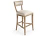 Zentique Carvell Upholstered Oak Wood Natural Cream Linen Bar Stool