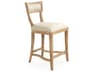 Zentique Carvell Upholstered Oak Wood Natural Cream Linen Counter Stool