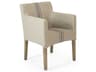 Zentique Avignon Oak Wood Beige Upholstered Arm Dining Chair