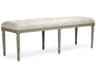 Zentique Louis Natural Linen Gray Upholstered Accent Bench