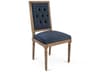 Zentique Louis Oak Wood Blue Upholstered Side Dining Chair